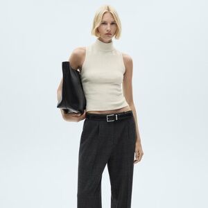 Mango OPEN BACK KNITTED TOP, Ivory, Size M, NWT